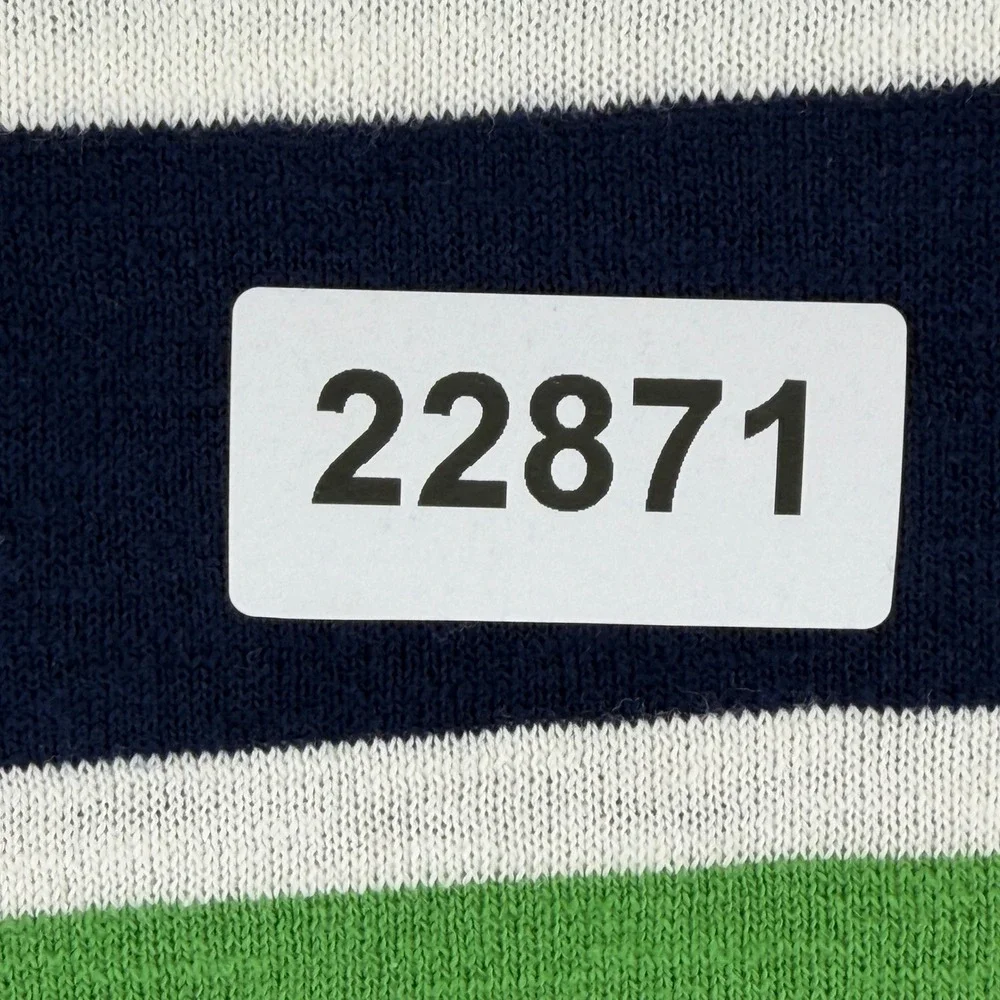 Mr Turk Mens XL Striped Cotton Crewneck Sweater Navy Blue Green White 2002900CO2